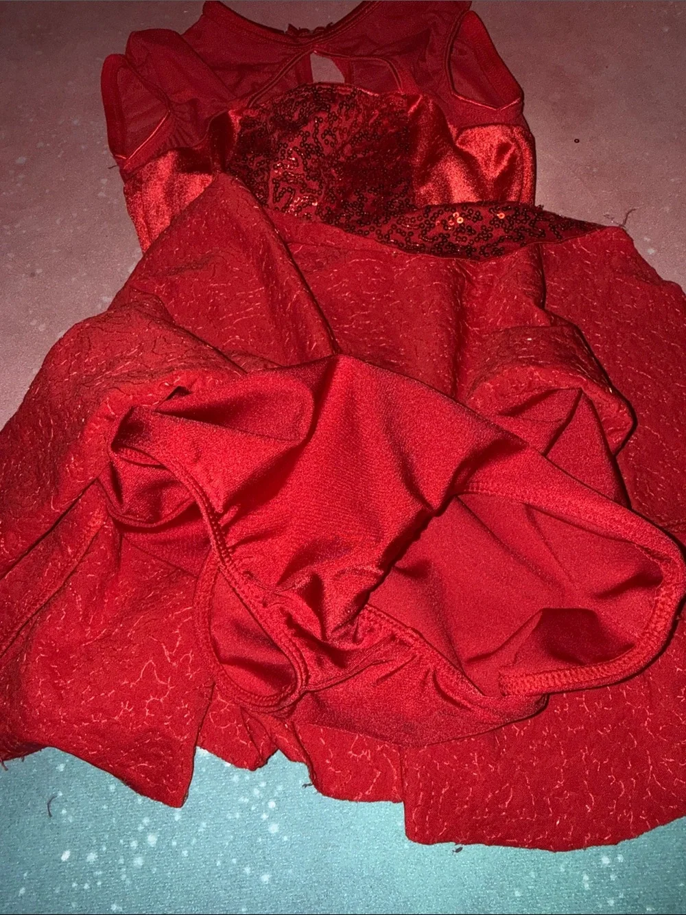 Kids Red velvet mesh Sequin Dance recital Costume Dress rc19840 revolution new